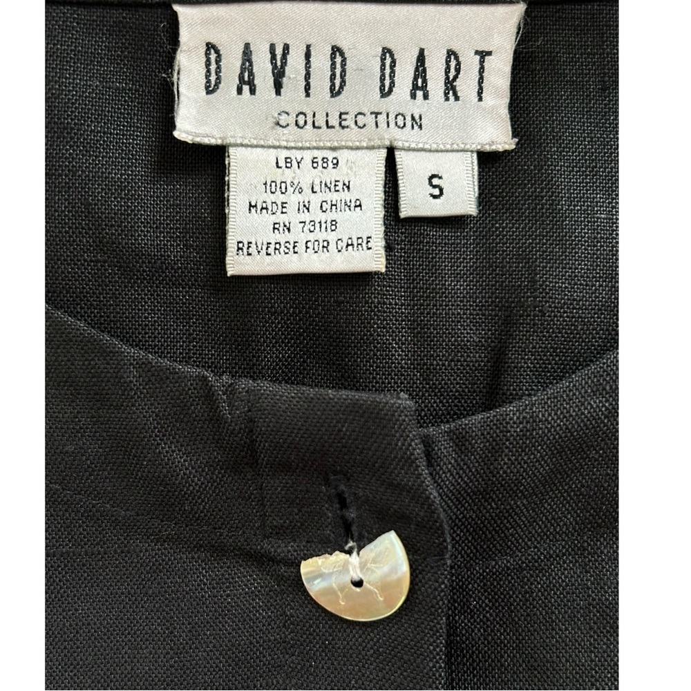 4/$20 Vintage David Dart Linen Black Button Front Butterfly Inset Jacket Top - Picture 6 of 7